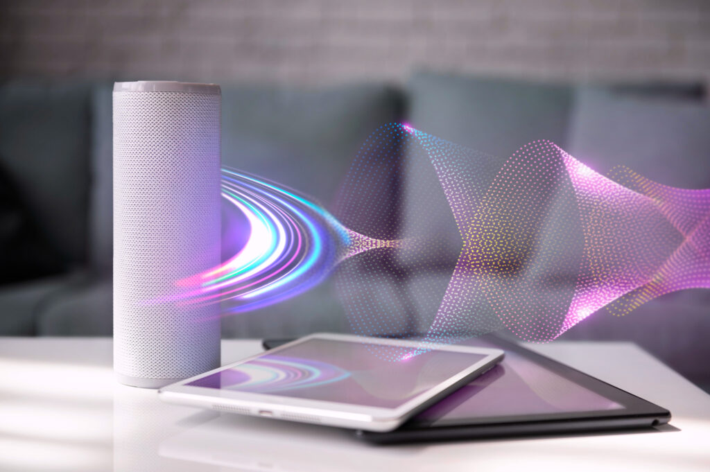 Image of Smart speaker giving off sound